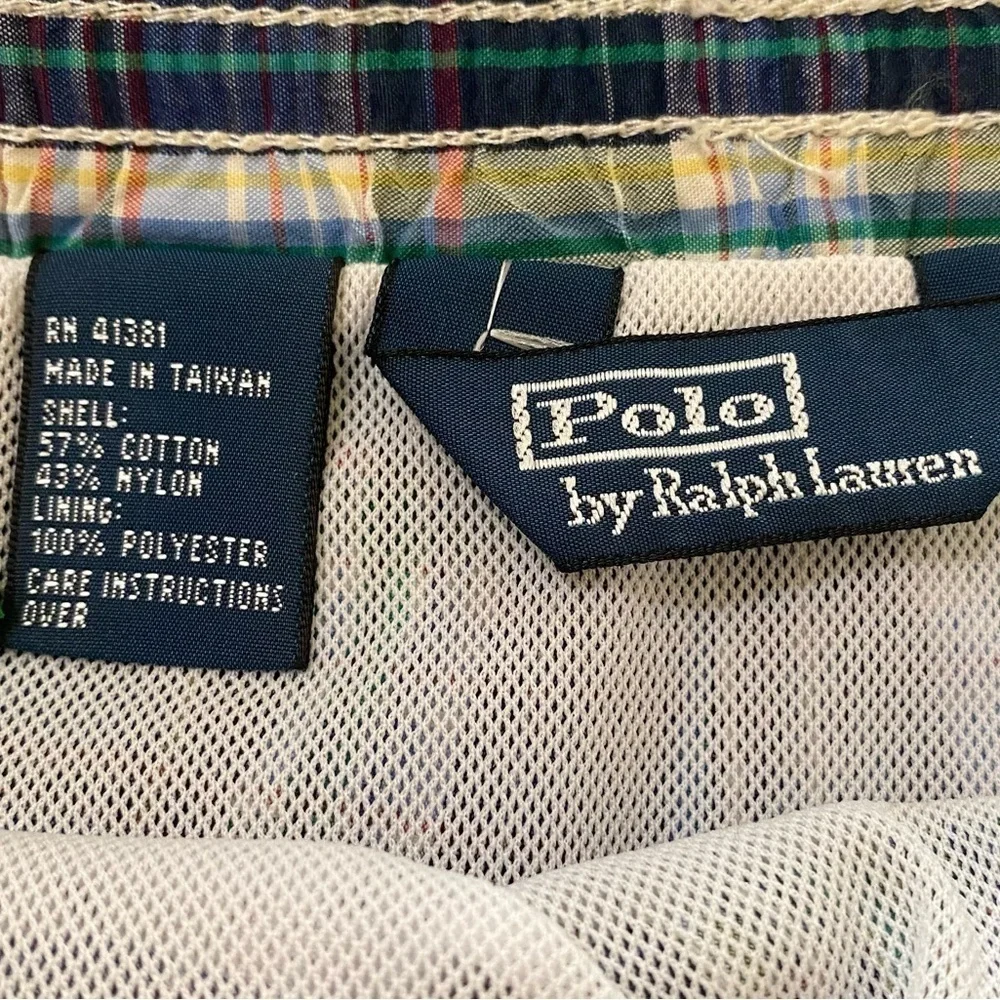 Polo by Ralph Lauren Mens Size XXL Plaid Blue Drawstring‎ Waist Swim Trunks